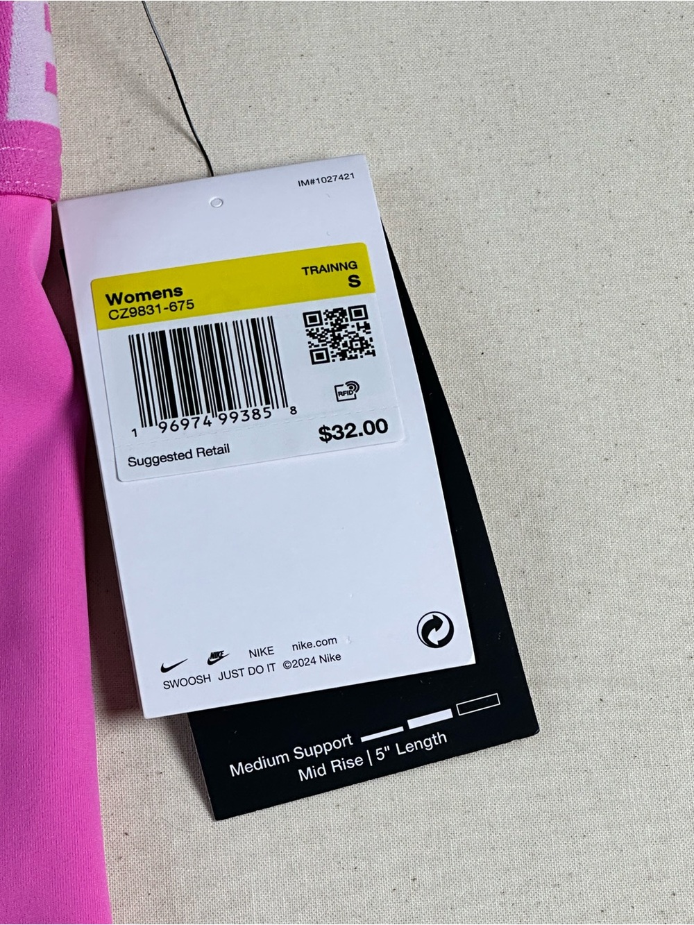 Nike Pro 365 Women's 5" Mid-Rise Shorts - Playful Pink/White - small - Picture 2 of 4